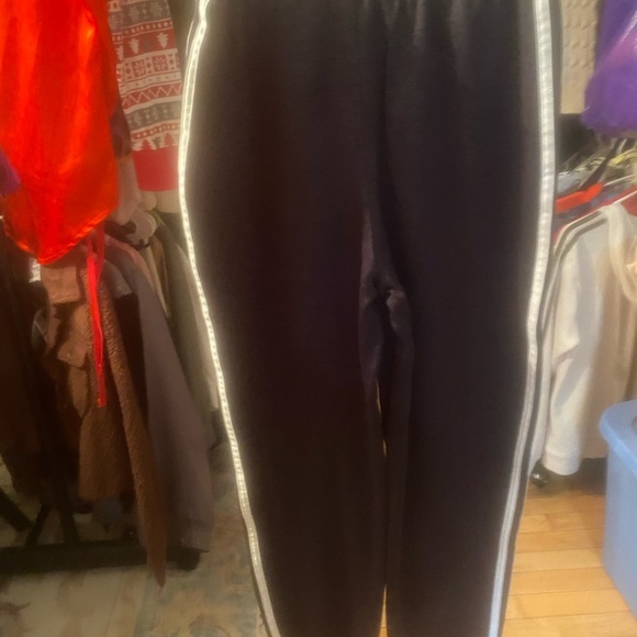 EUC Adidas Kids Black Joggers with White Stripes - Picture 4 of 5